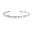 Bracelete feminino folheado em ródio branco torcida trançada laurie