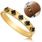 Bracelete feminino trevo dourado aço inoxidável banhado a ouro À Prova D'Água.