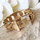 Bracelete Fivela Microcravejado Zircônia Cristal Banhado Ouro