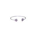 Bracelete Flor Zircônia Rosa com Ródio Feminino e Fino
