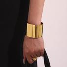 Bracelete Grosso Largo Prata Liso Minimalista Polido Aberto Antebraço-Pulseira Rígida Feminina Brilho Cuff Manguito