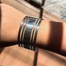 Bracelete largo vazado aço inox