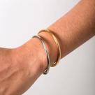 Bracelete liso argola com abertura - Banhado á Ouro 18k