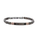 Bracelete Masculino em Aço com Placa Rose e Zircônia Negra Gomos Black Estilo Sofisticado e Impactante