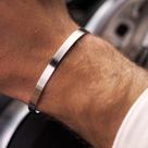 Bracelete masculino prata ajustável pulseira aço inoxidável Bracelete masculino prata ajustável pulseira aço inoxidável