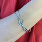 Bracelete Nó Formato Coração Banhado Prata 925