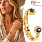Bracelete Olho Grego Pulseira Nazar Feminino Dourado