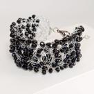 Bracelete Preto Grande Feminino Pulseira Cristais Preto Bracelete Preto Grande Feminino Pulseira Cristais Preto