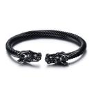 Bracelete Preto Viking Dragão Nórdico Ragnar Aço Inox