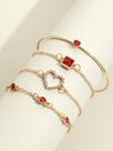 Bracelete Pulseira De Coração 4 Peças