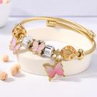 Bracelete Pulseira Dourada Ajustável Com 7 Berloques