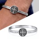 Bracelete Pulseira Feminino Pingente São Bento Aço inox Luxo Cor:Preto