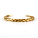 Bracelete Pulseira Masculina Executiva Tribal Torcida Aço Cirúrgico Banhado a Ouro