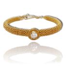 Bracelete Pulseira Zirconia e Bolinhas Banhado a Ouro 18K Bracelete Pulseira Zirconia e Bolinhas Banhado a Ouro 18K