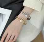 Bracelete Zircônia Dourado Pérola Cristais Cravejado Brilho Brilhante Orgânico Assimétrico -Pulseira Feminina Espiral
