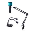 Braço de microscópio ajustável 130x Zoom C Mount, lente de câmera, câmera digital USB HDMI de 48 MP, 4K 1080P, montagem em microscópio industrial, suporte de solda, reparo, braçadeira (conjunto de 48 MP)