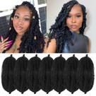 Braiding Hair GOWIT Marley Twist, 16 polegadas, preto, 7 pacotes