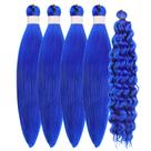 Braiding Hair Gozill Blue, pré-esticado, encaracolado, 16 polegadas, 4 pacotes