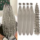 Braiding Hair Gozill Grey Pré-esticado Boho Braids Curly
