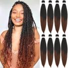 Braiding Hair Pofworld, pré-esticado, 18 cm, pacote com 8 unidades sintéticas