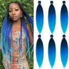 Braiding Hair PuPruyo Ombre Blue, pré-esticado, 26", 6 pacotes