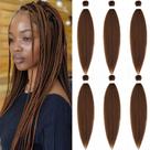 Braiding Hair UpRyo, marrom pré-esticado, Kanekalo, 26 cm, 6 pacotes