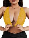 Bralette MakeMechic feminino plus size com fecho frontal de renda amarela Bralette MakeMechic feminino plus size com fecho frontal de renda amarela