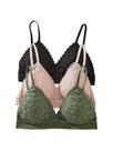 Bralette MakeMechic, renda floral, acolchoada, 3 unidades, tamanho P