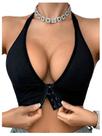 Bralette SOLY HUX com fecho frontal sem fio e decote em V preto
