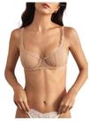 Bralette SweatyRocks feminina de renda triangular sem fio, cáqui claro