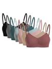 Bralettes BEAUDRM femininos, pacote com 7, sem fio, rosa/preto XS
