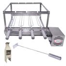 Brasa Grill Gira 4 Espetos para Churrasqueira Pré Moldada de 55cm Espaço Interno Largura, Espalha Brasa