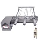 Brasa Grill Tradicional Gira 3 Espetos para Churrasqueira Pré Moldada de 45cm Espaço Interno Largura