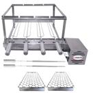 Brasa Grill Tradicional Gira 4 Espetos Churrasqueira Giratória, 2 Espetos Picanha, 2 Grelhas Auxiliares Inox