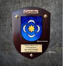 Brasão da família Carvalho na madeira tamanho 31cmx41cm