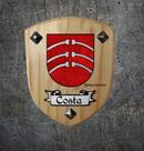 Brasão da família Costa na madeira clara Brasão da família Costa na madeira clara