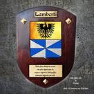 Brasão da família Lamberti na madeira Brasão da família Lamberti na madeira