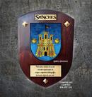 Brasão da família Sanches na madeira Brasão da família Sanches na madeira