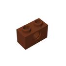 Brick Block TTEHGB TOY Classic Bulk 1x2 com orifício, 100 unidades, marrom