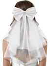 Bridal Hair Bow Veil SWEETV White Bow Clip Pearl Accessory