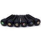 Bridge Pins Crosby Slotted Pure Ebony com incrustação de pontos de abalone Bridge Pins Crosby Slotted Pure Ebony com incrustação de pontos de abalone