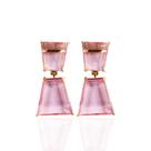 Brinco 2 pedras rosa transparente