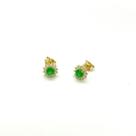 Brinco 7mm Princesa Ouro 18k com Pedra Verde e Branca k170 Brinco 7mm Princesa Ouro 18k com Pedra Verde e Branca k170