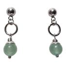 Brinco Aço com Quartzo-verde Bola Lisa e Argola