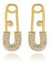 Brinco Alessandra Alfinete Cravejado Zircônia Cristal banhado em ouro 18k Brinco Alessandra Alfinete Cravejado Zircônia Cristal banhado em ouro 18k