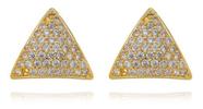 Brinco Alexandra Triângulo Convexo Cravejado Zircônia Cristal banhado em ouro 18k