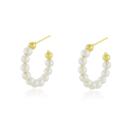 Brinco Ancona Meia Lua de Pérolas - Banho Ouro 18k