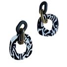 Brinco Animal Print Branco e Preto Pendurado
