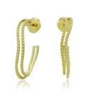 Brinco Argola 3 cm Com 2 Fios Esferas em Ouro 18K