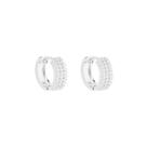 Brinco argola 3 fileiras cravejadas pequena 15mm - Banhado em prata 925